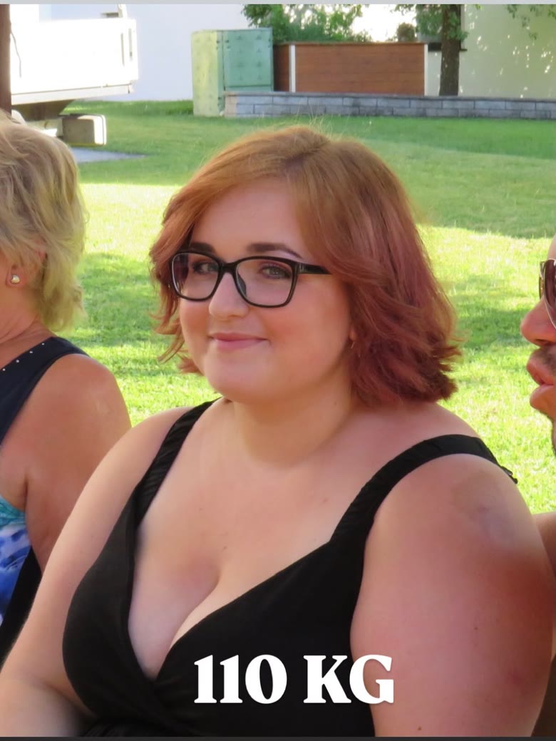 Sarah 2016 bei 110 Kilo, draußen im Sommer